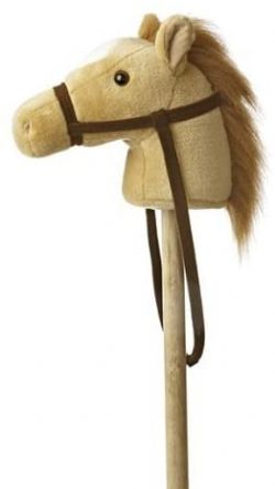 TETE DE CHEVAL BEIGE SUR BATON